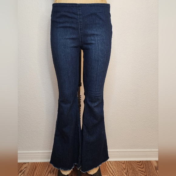 Free People Blue Denim Penny Pull-On Flare Jeans - Picture 5 of 9